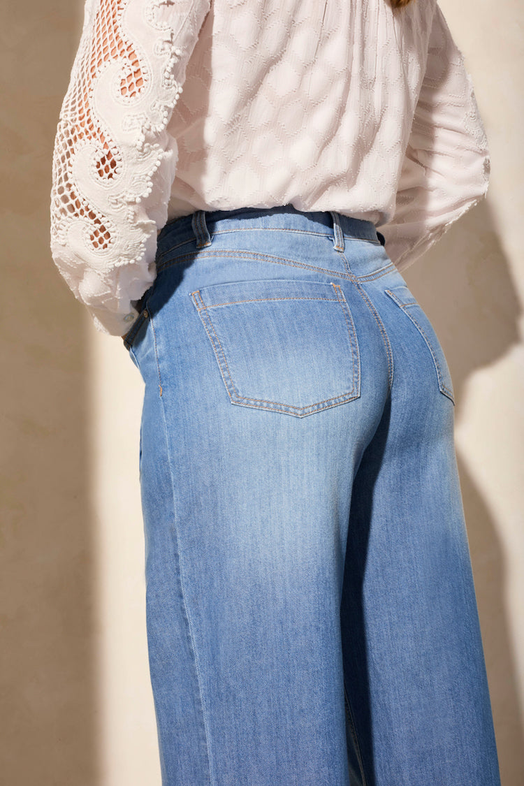 Audrey Pleated Wide Leg Jeans