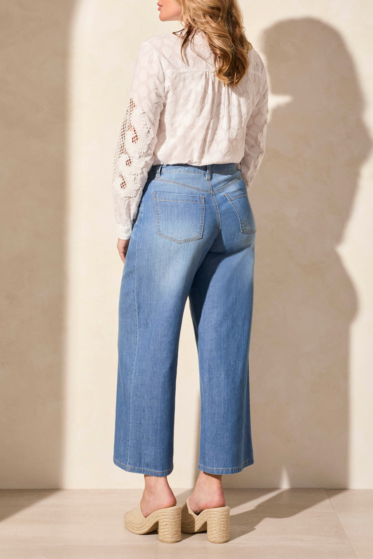 Audrey Pleated Wide Leg Jeans