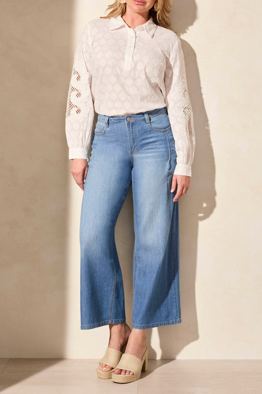 Audrey Pleated Wide Leg Jeans