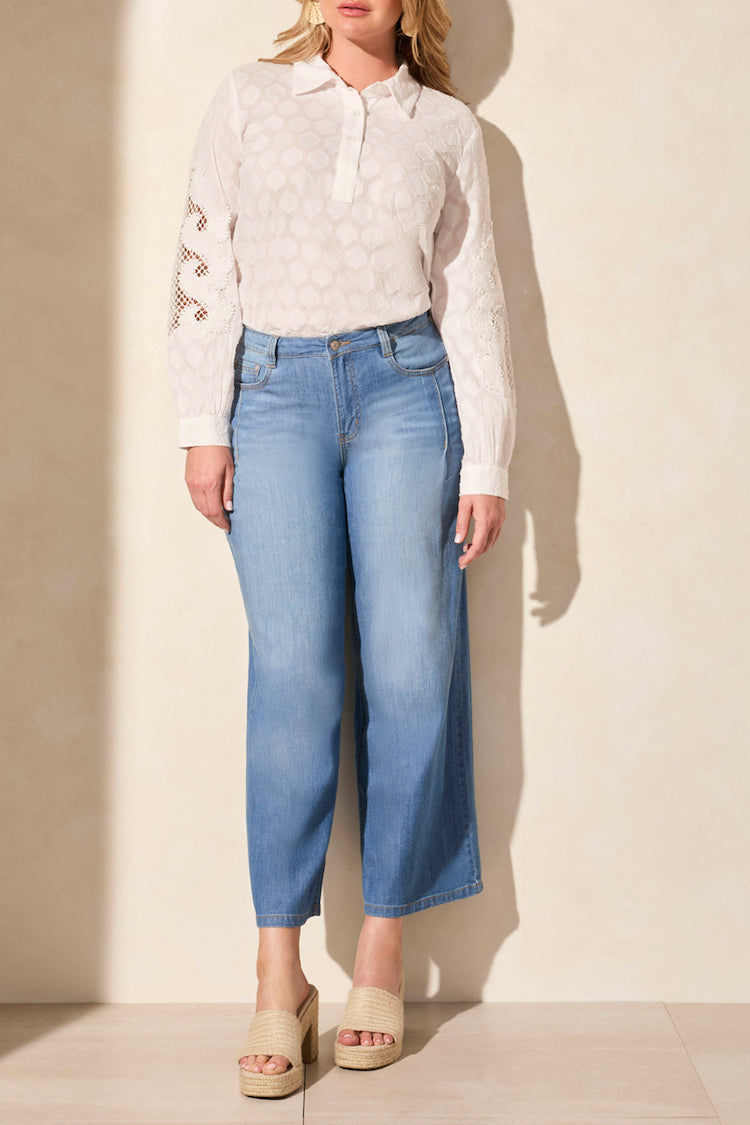 Audrey Pleated Wide Leg Jeans