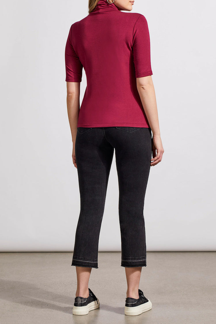 Mock Neck Elbow Sleeve Top