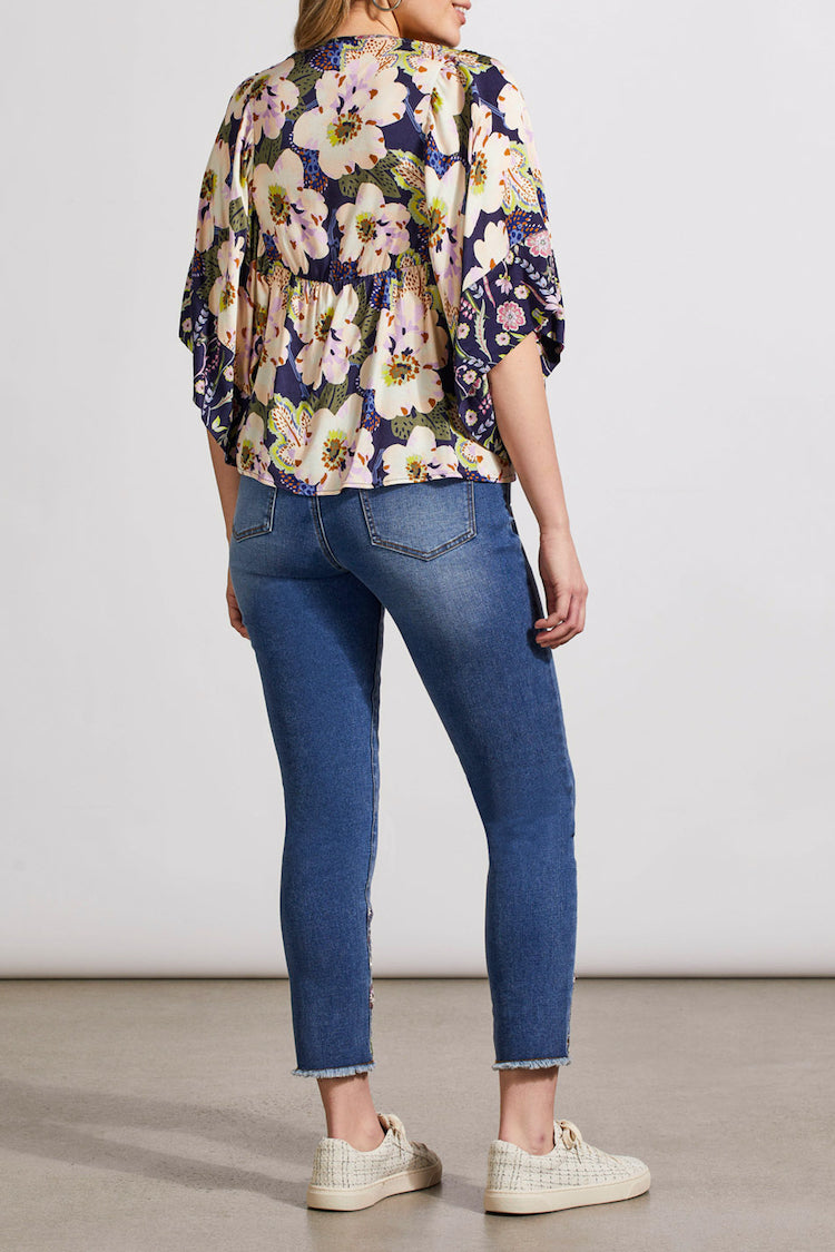 Floral Print Blouse With Flowy Sleeves