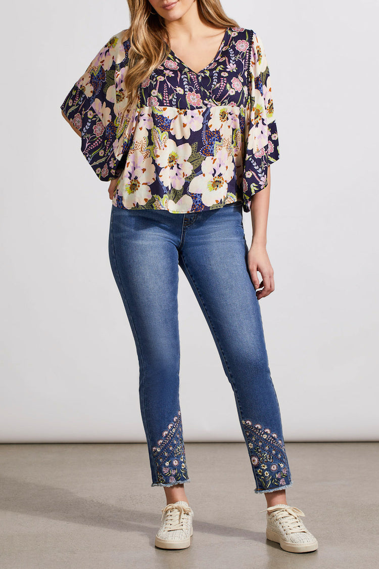 Floral Print Blouse With Flowy Sleeves