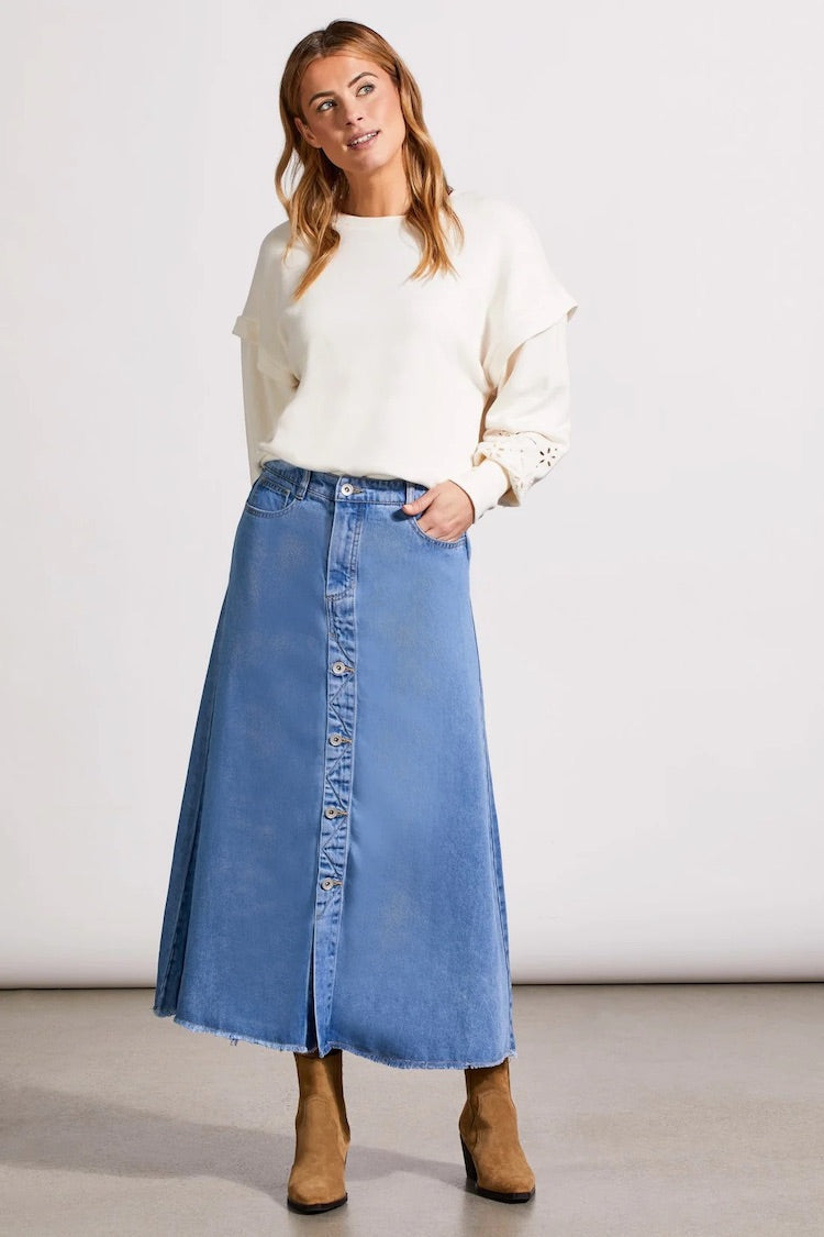 Flowy Midi Skirt With Buttons