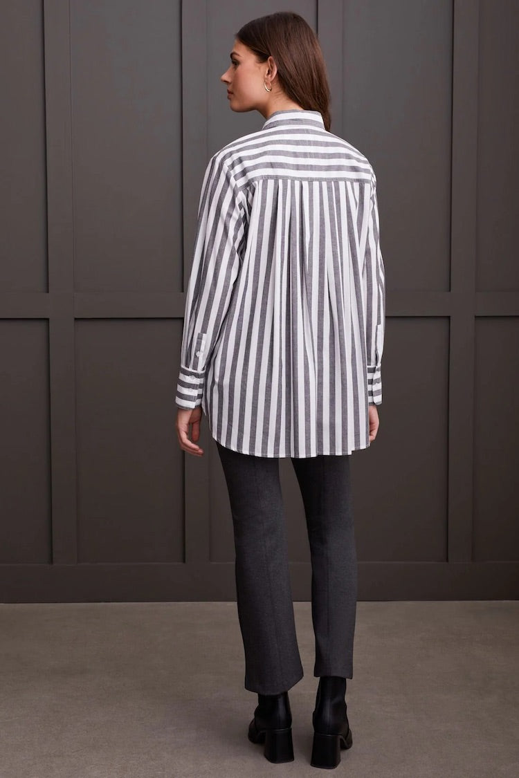 Long Sleeve Button Up Shirt With Back Pleats