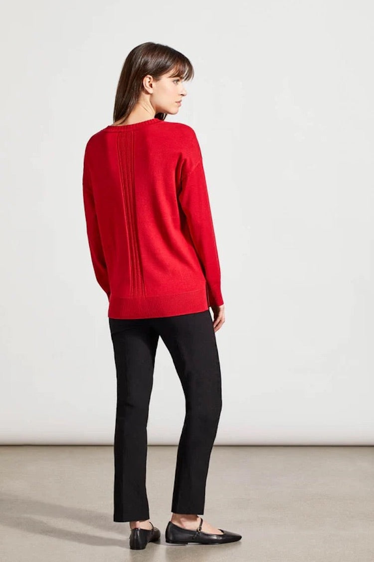 Long Sleeve V-Neck Sweater With Cable Knit Detail