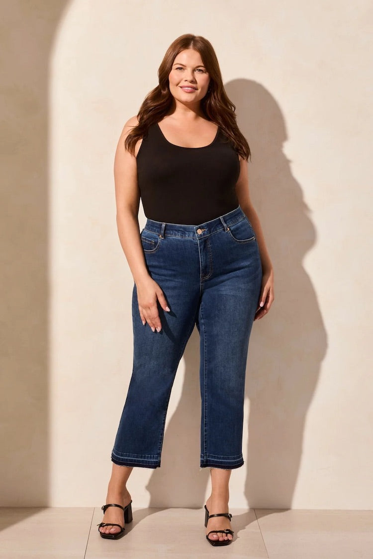 Sophia Curvy Comfort Stretch Micro Flare Crop Jeans