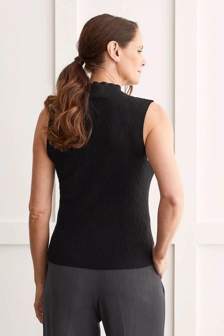 Textured Sleeveless Mock Neck Top