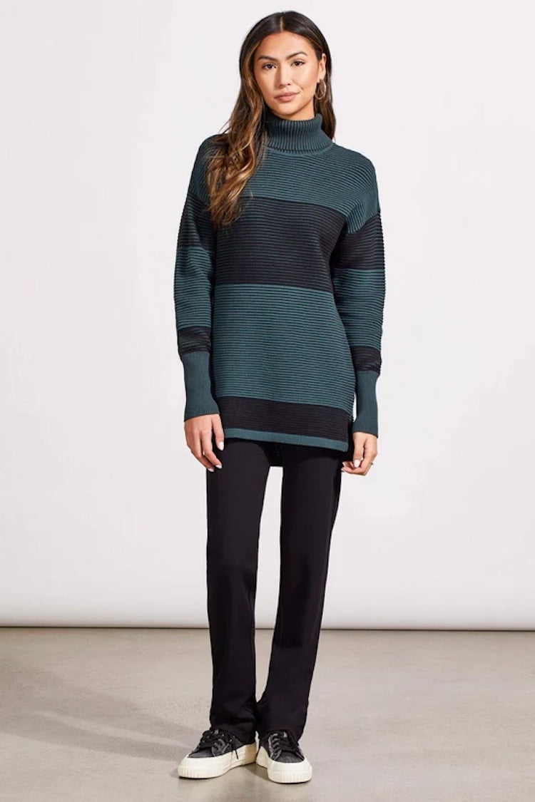 Two Tone Ottoman Turtle Neck Tunic