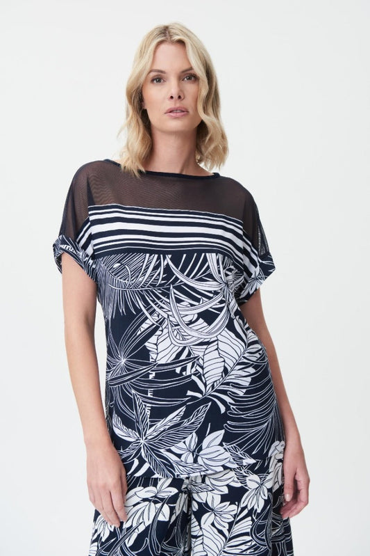 Joseph Ribkoff Shear Neck Printed Top Media 1 of 3