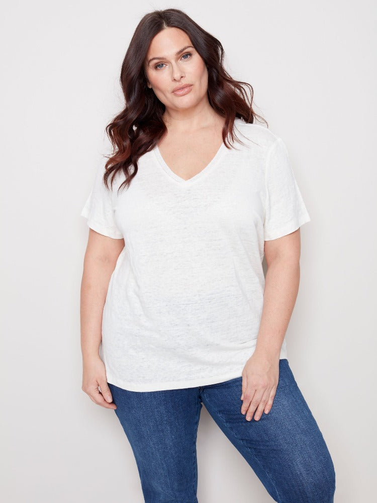 Curvy V-Neck T-Shirt