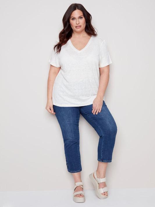 Curvy V-Neck T-Shirt