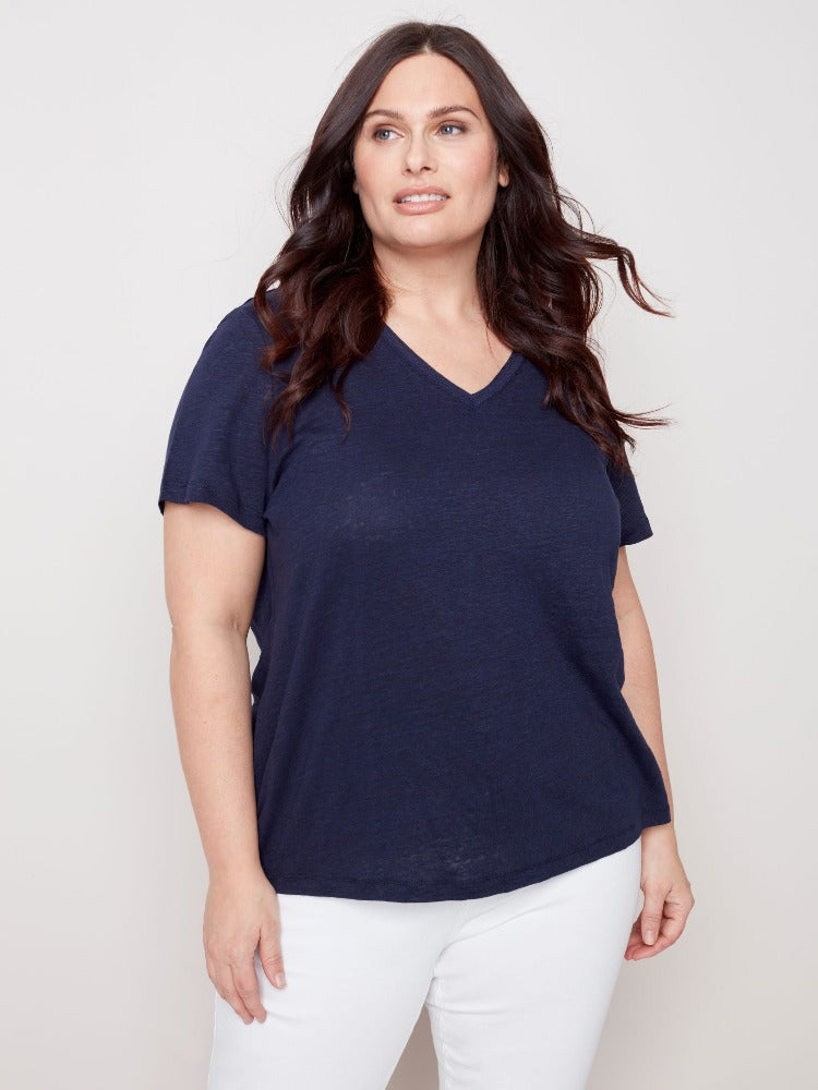 Curvy V-Neck T-Shirt