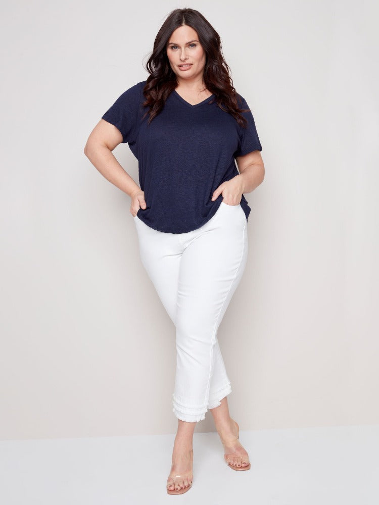 Curvy V-Neck T-Shirt