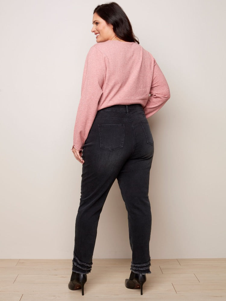 Curvy Frayed Hem Jeans