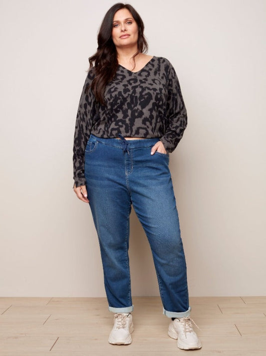 Curvy Knit Denim Jogger